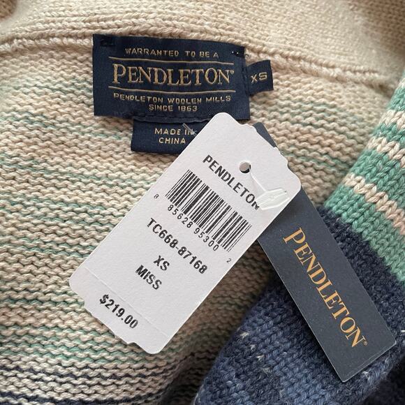 Pendleton Cardigan Sweater Striped Button Front 100% Cotton Size XS NEW - Picture 7 of 8